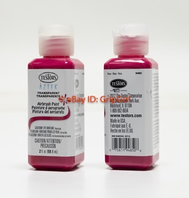 2x Lot TESTORS AZTEK Airbrush Paint Water Based Acrylic 9485 Transparent Rose