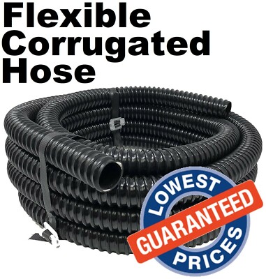 BLACK CORRUGATED FLEXIBLE POND HOSE FISH GARDEN PUMP MARINE FLEXIBLE PIPE