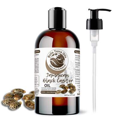 Organic Jamaican Black Castor Oil 100% Pure Hair Growth Skin Nails Treatment
