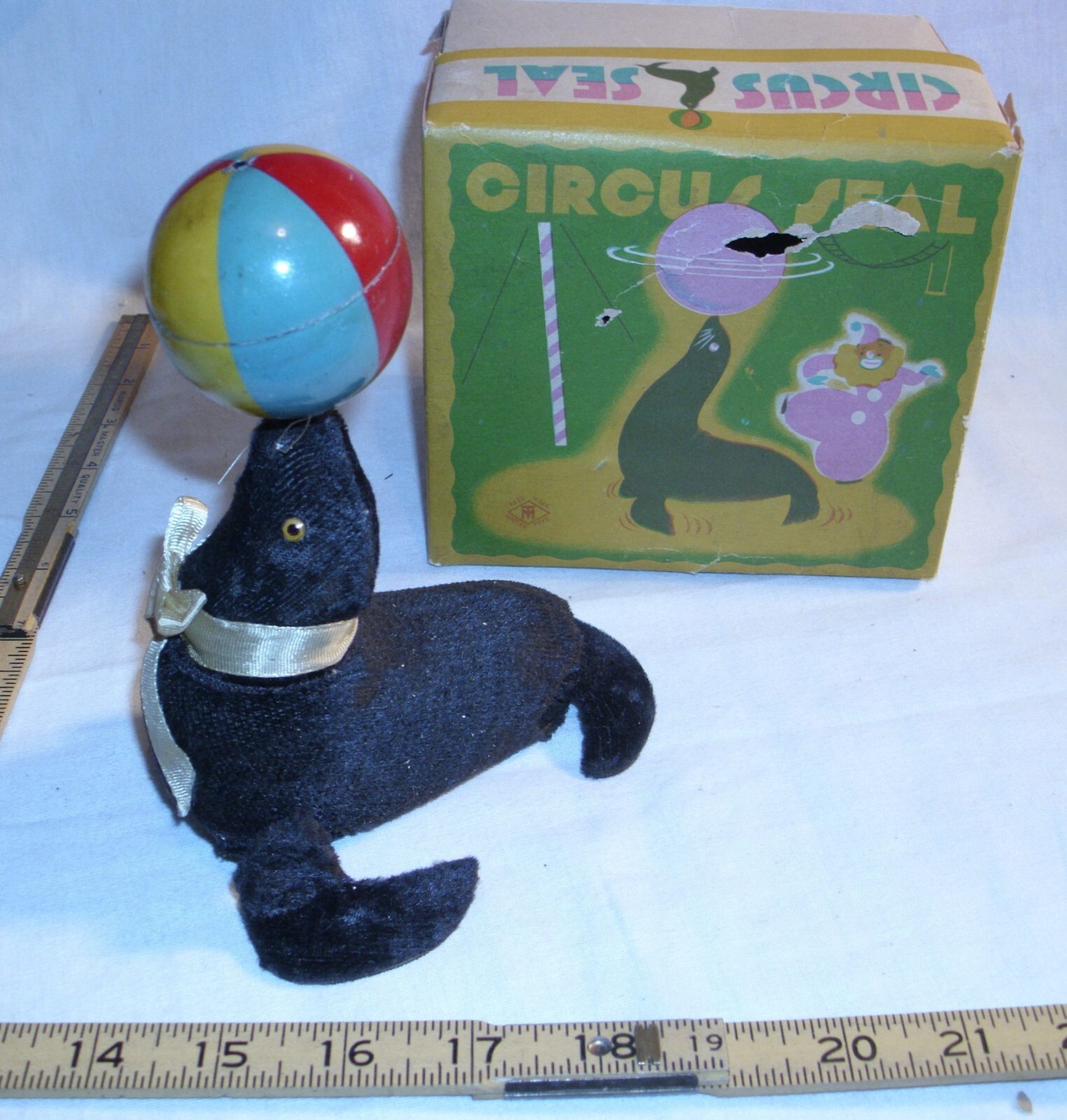 CIRCUS SEAL TIN WIND UP TOY MODERN TOYS JAPAN BOXED 1950 CIRCUS SEAL TIN WIND UP TOY MODERN TOYS JAPAN BOXED 1950