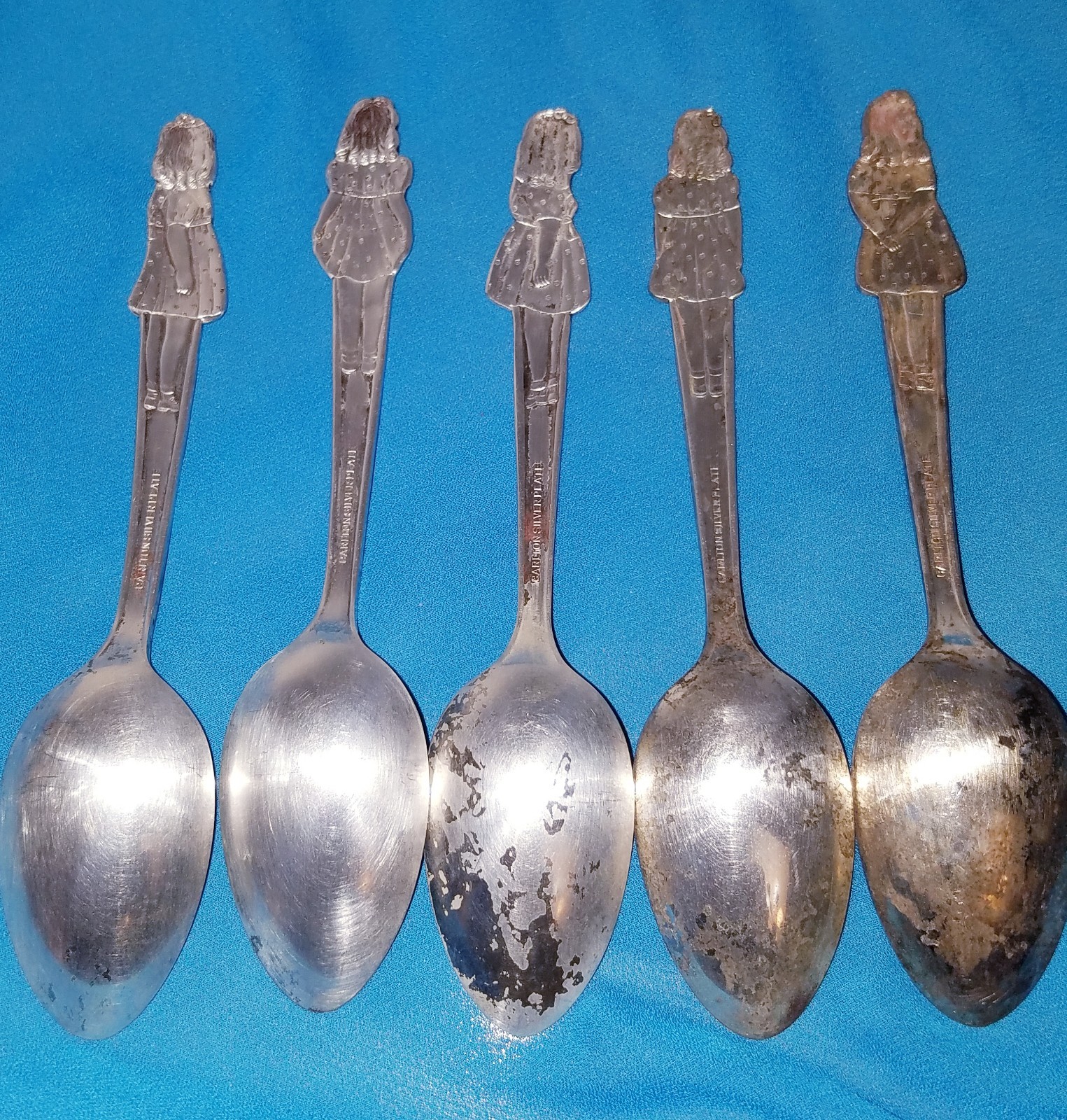 Vintage Dionne Quintuplets Carlton 1930's Silver Plated Lot/Set of 5 Spoons