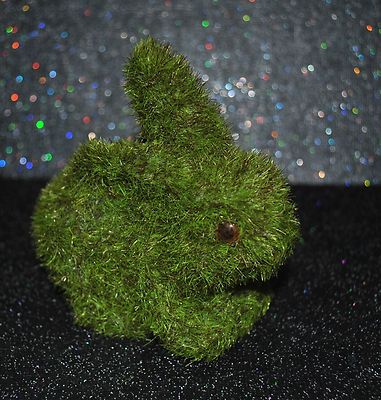 NEW EASTER/Spring BUNNY RABBIT Figurine Green Artificial Grass FAUX MOSS sitting