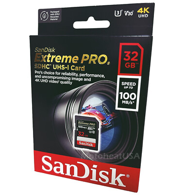 SanDisk Extreme 32GB SDHC 100 MB/S UHS-1 SD Class 10 Memory Card SDSDXXO-032G U3