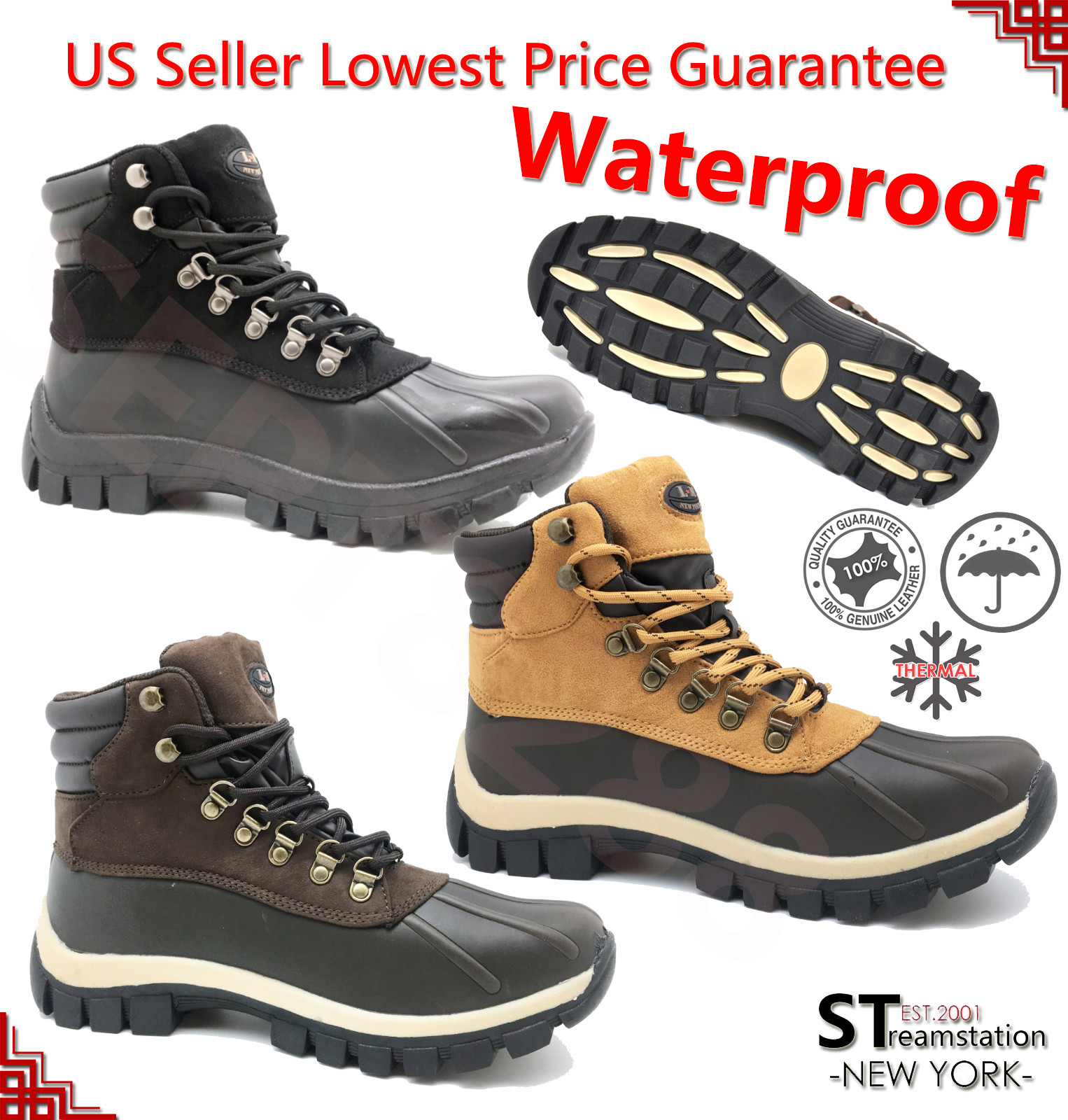 labo leather waterproof winter duck snow boots