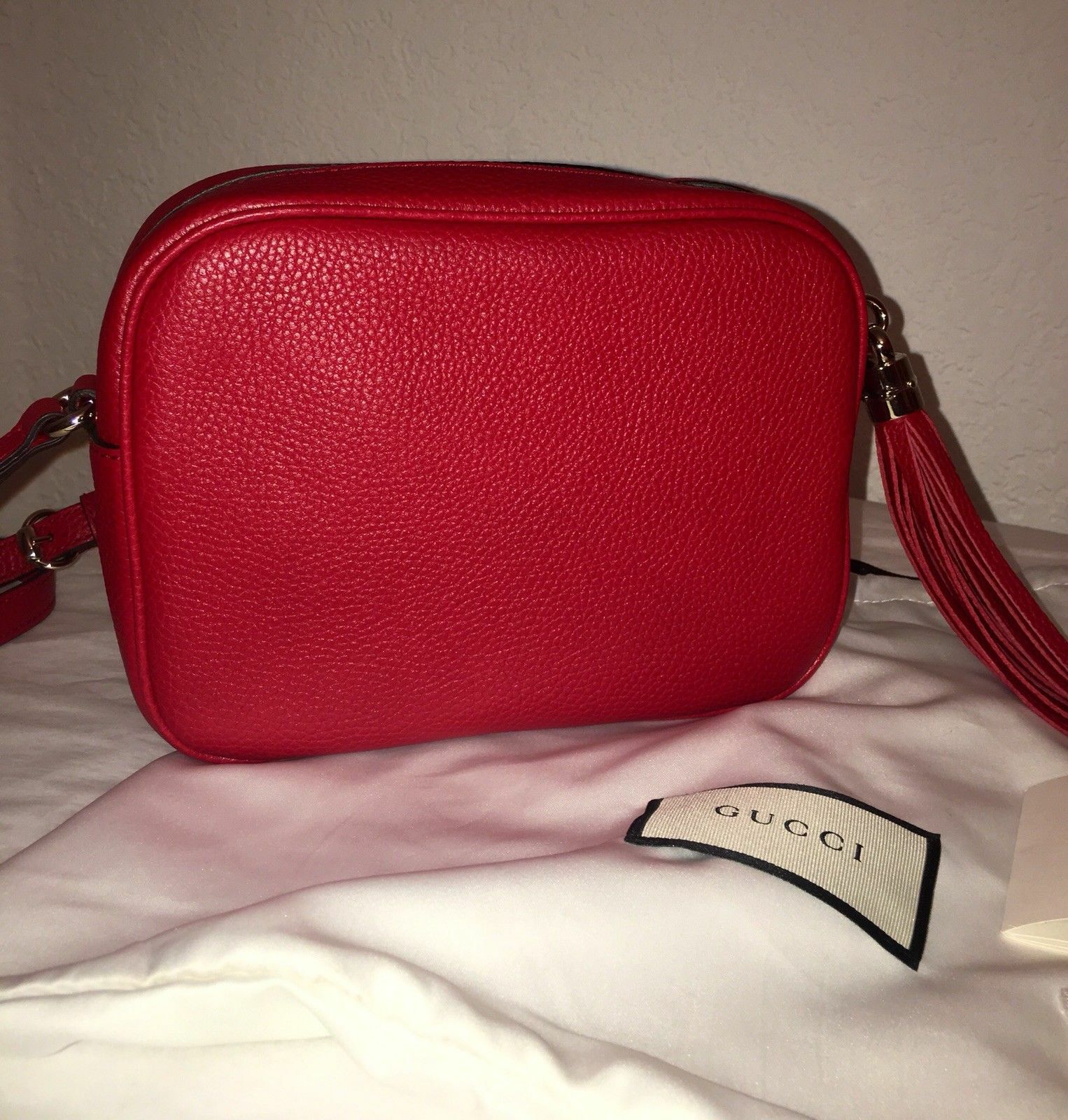 1000% AUTH NWT GUCCI SOHO DISCO CROSSBODY RED LEATHER BAG