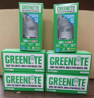 Greenlite 60W Equivalent A Series Light Bulbs 14W 800 Lumen 8,000 Hours - 6 Pcs