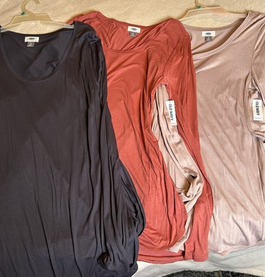 3- OLD NAVY LADIES T- SHIRTS 2- NWT & Blk worn once small Snag on back,