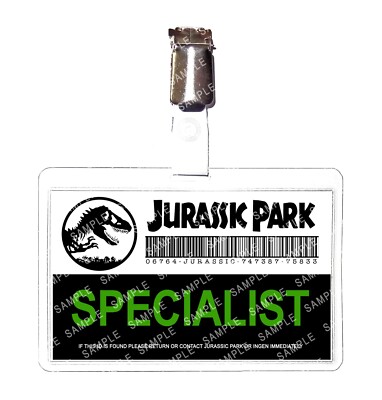 Jurassic Park Specialist ID Badge Cosplay Gift Prop Fancy Dress Christmas