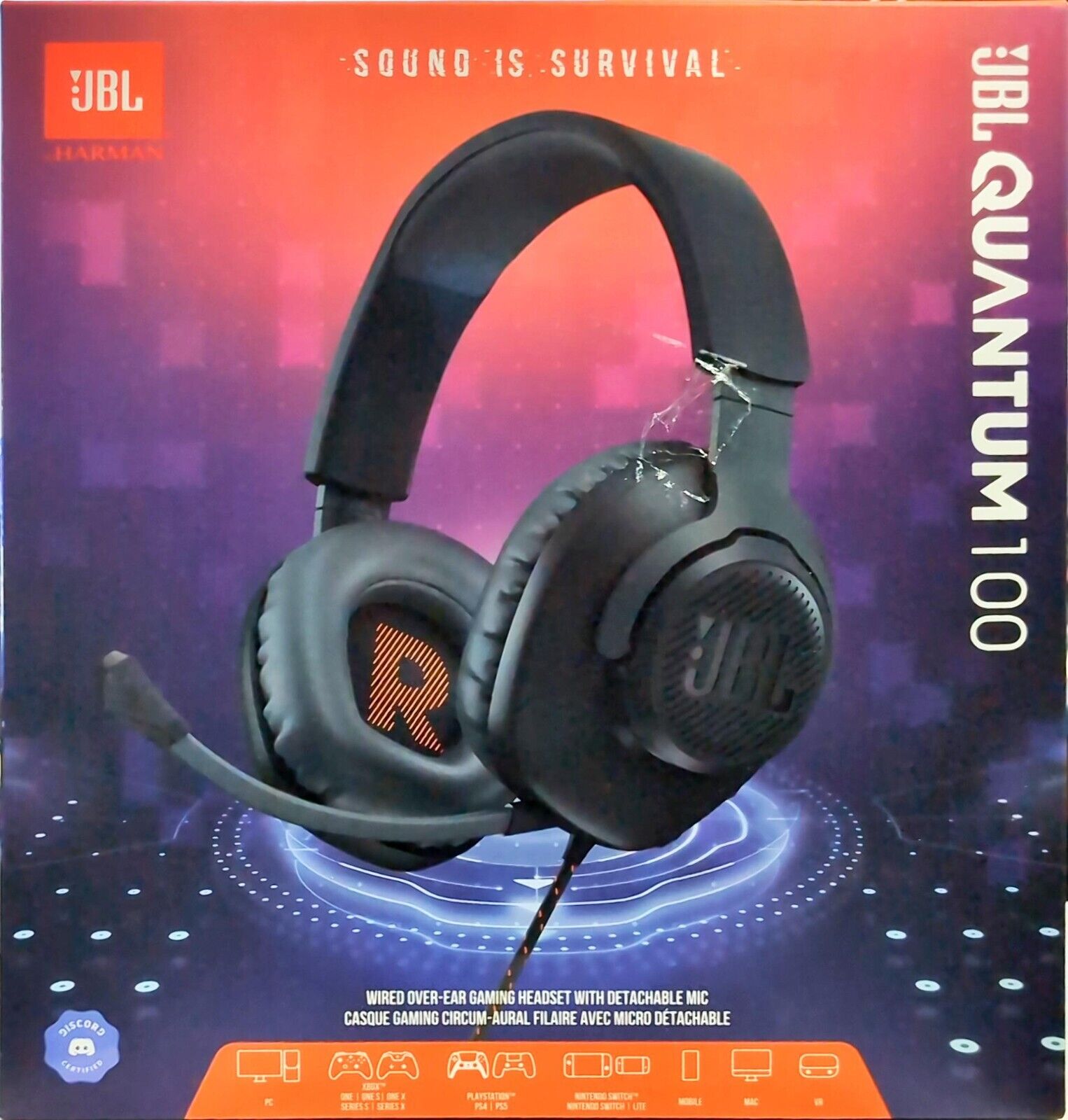 JBL Quantum 100 Wired Over-Ear Gaming Headphones Black New JBL Quantum 100 Wired Over-Ear Gaming Headphones Black New