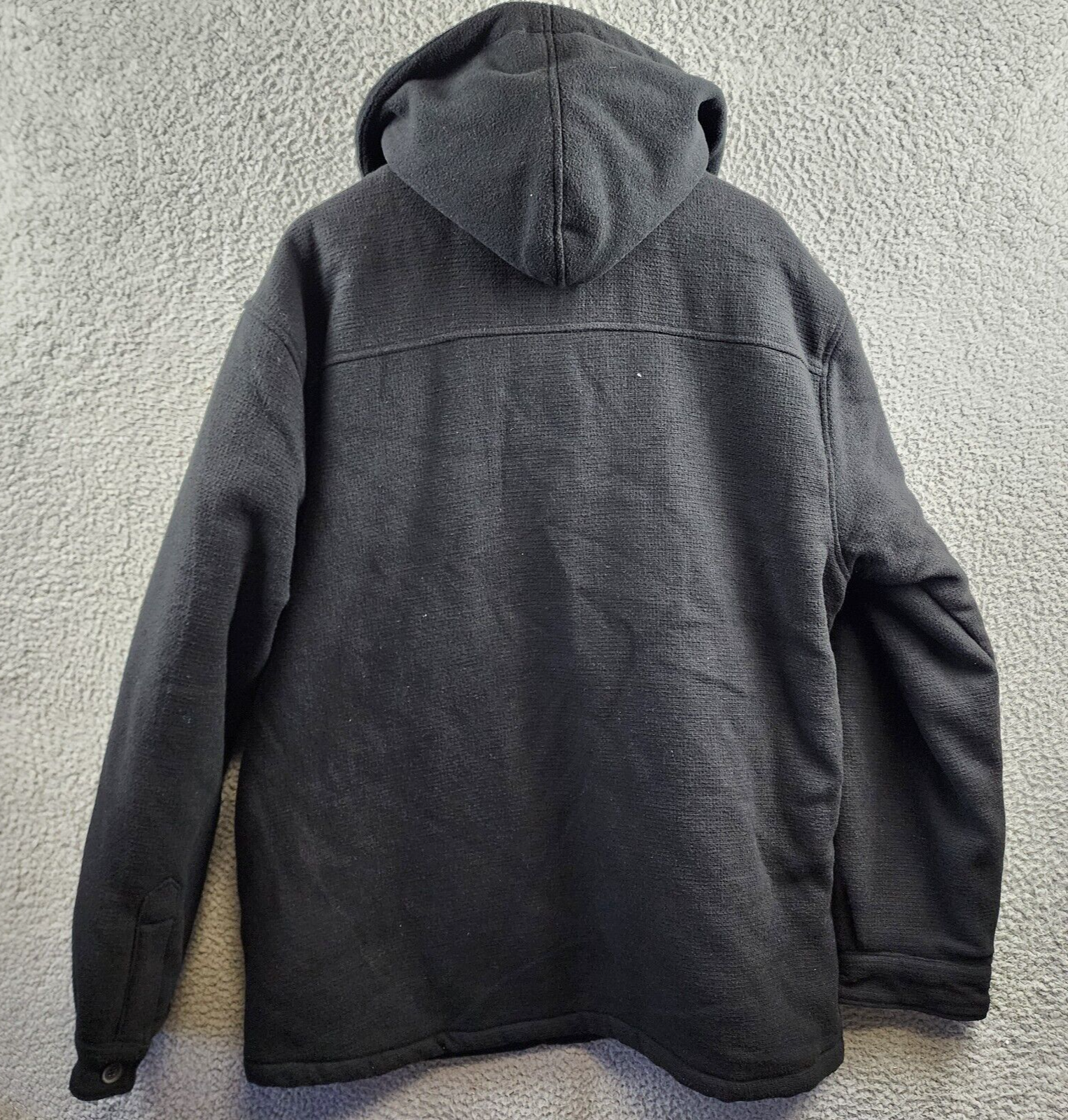 Hedge Conscious Zip Insert Hooded Jacket Men's XXL Black Wool Blend Button Front - Picture 13 of 15