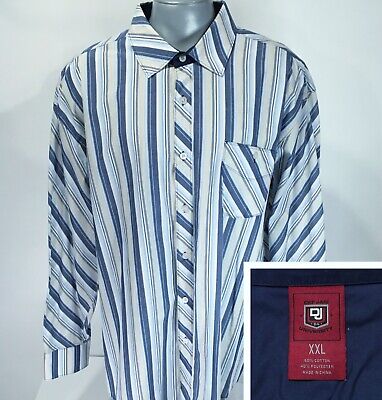 Def Jam University XXL Long Sleeve Button Up Shirt Blue Striped Cotton Polyester
