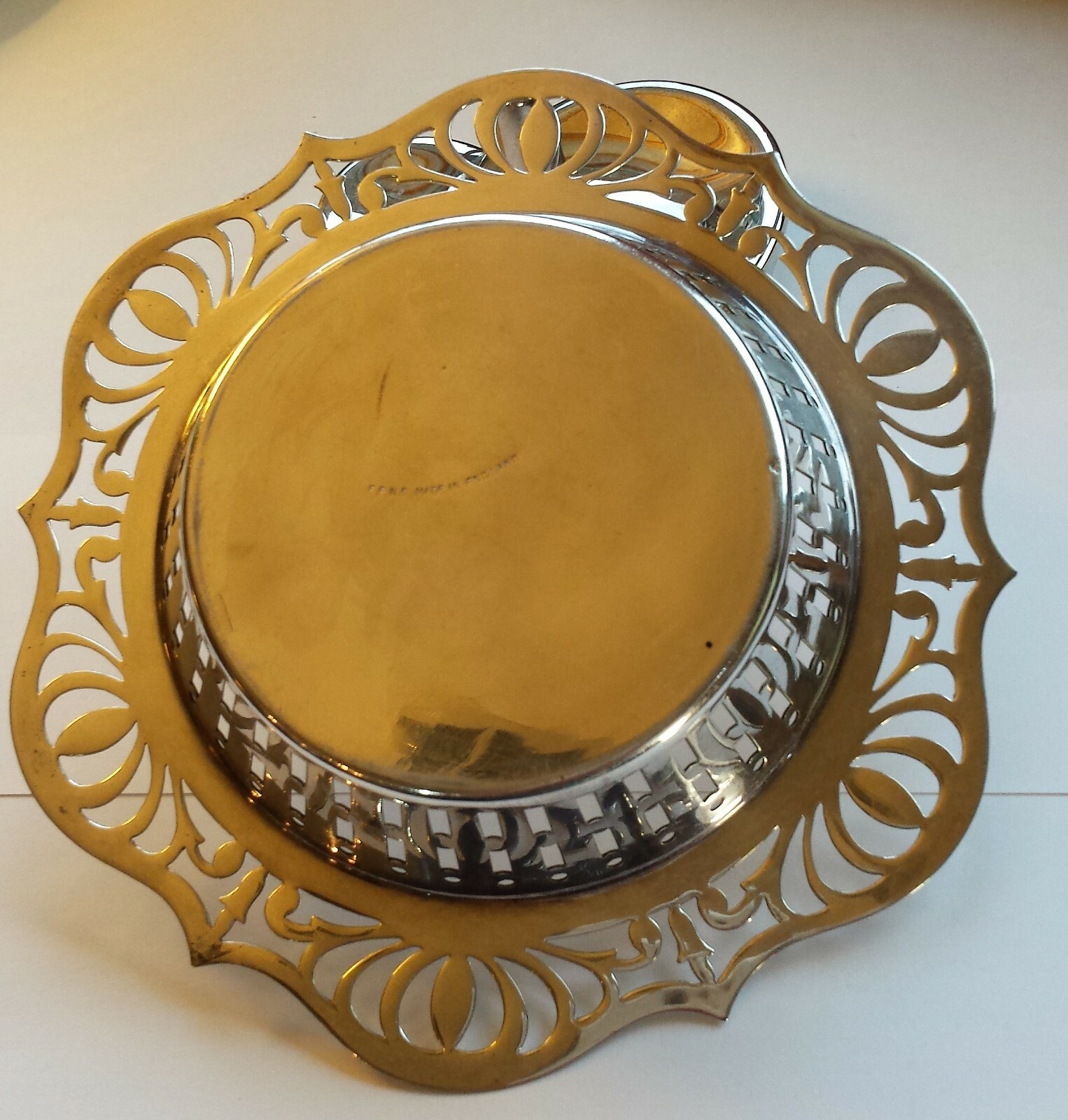 SILVERPLATE WINE COASTER  PIERCED DESIGN ENGLAND