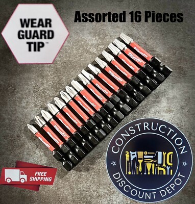 16 Assorted Milwaukee SHOCKWAVE  2''  Screw Driver Bit PH1 PH2 PH3 SQ2 T20 T25