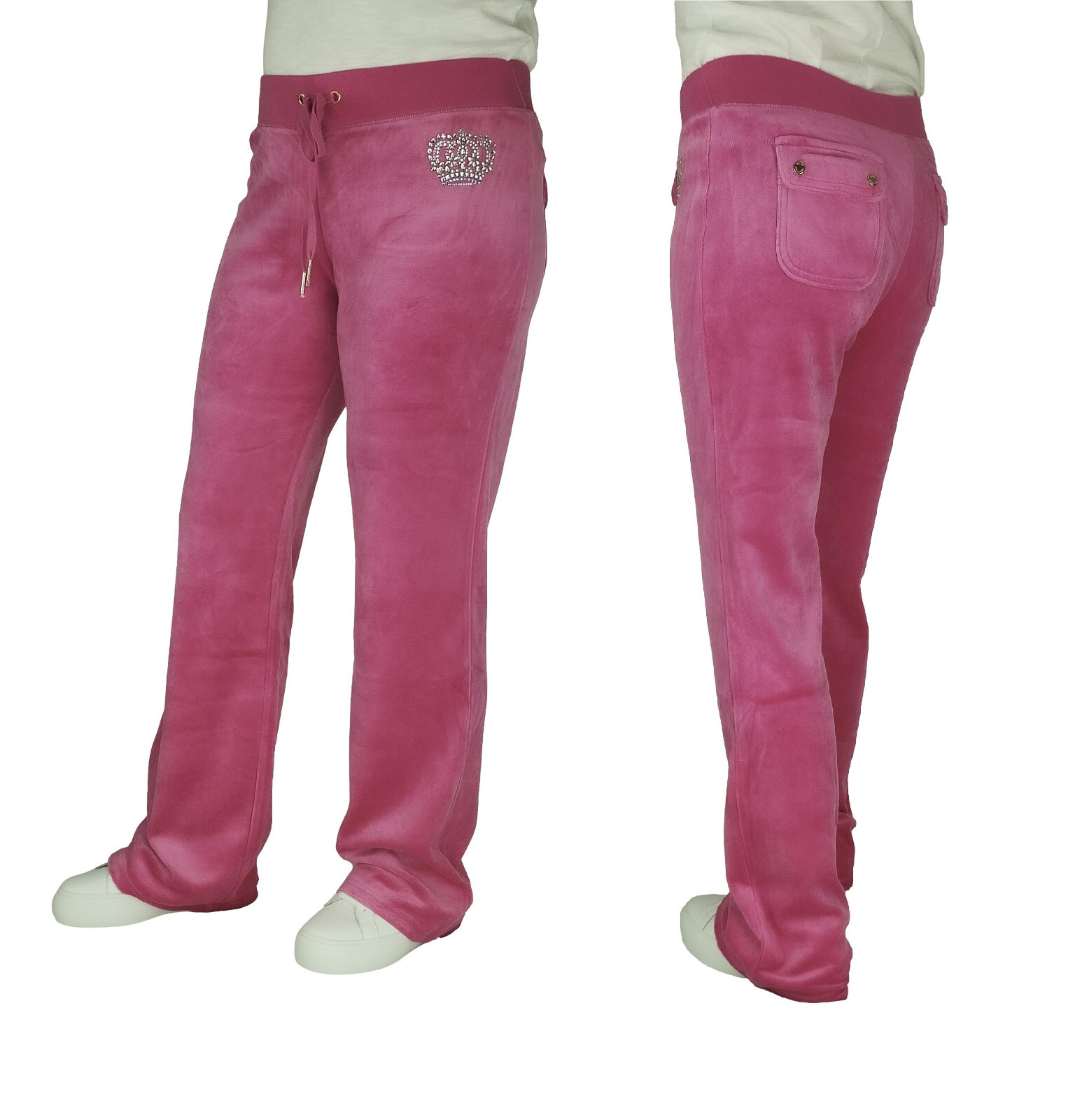 Juicy Couture Large Pink Bottoms Trousers Raspberry Del Rey Crown Logo Velour eBay