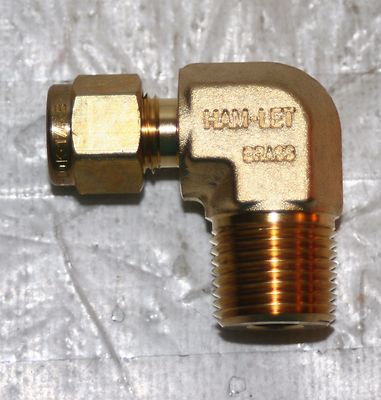 1/4'' Tube x 3/8'' MNPT  Brass 90° Elbow Fitting Ham-Let 769LB1/4X3/8 