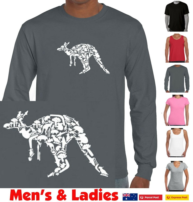 Kangaroo t-shirt Aussie Australian Straya Wallaby Funny Women's Mens Souvenir