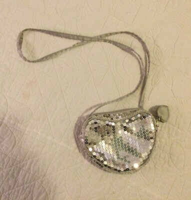 Payless Shoe Source Girls Purse Heart Shaped Silver Sequins