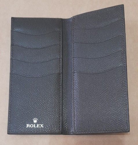 Pre-owned Rolex Leather Cards/documents Holder Wallet Bifold Long Organizer In Brown