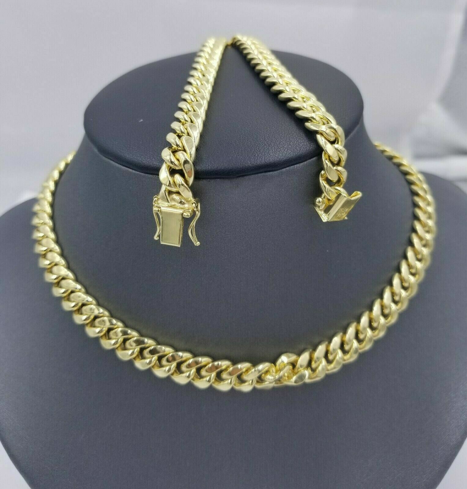 Pre-owned Globalwatches10 Real 10k Yellow Gold Miami Cuban Link Chain 8mm 20 Inch Strong Mens Chain