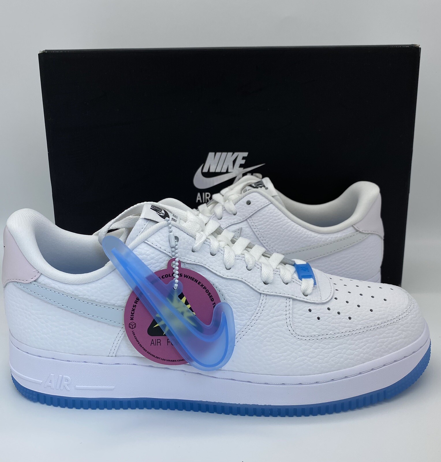 Pre-owned Nike Air Force 1 Uv Reactive Swoosh Af1 Low Sneaker Weiss Hellblau | ModeSens