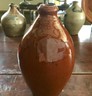 Redware Flask W/Maganese Splatters. LONG ISLAND NY or CONNECTICUT.
