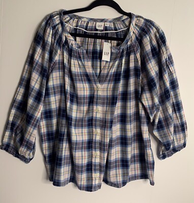 Gap Women s Splitneck Button Front Top Long Sleeve Size Large