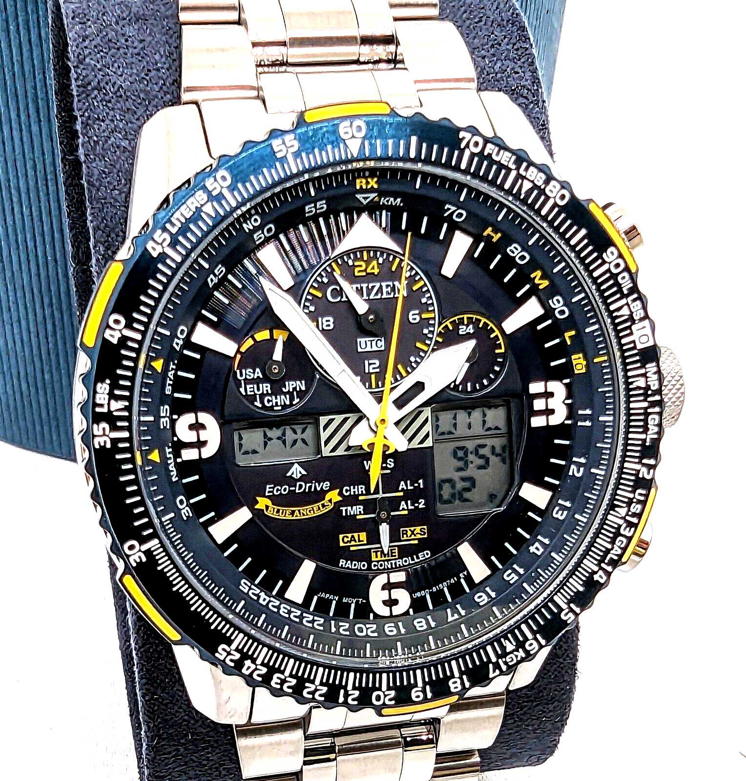 Pre-owned Citizen Skyhawk Blue Angels Promaster A-t Eco-drive Men's Watch Jy8078-52l In Silver