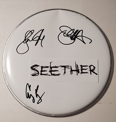 SEETHER SIGNED VINYL DRUM HEAD SHAUN MORGAN CD LP THE SURFACE SEEMS SO FAR COA