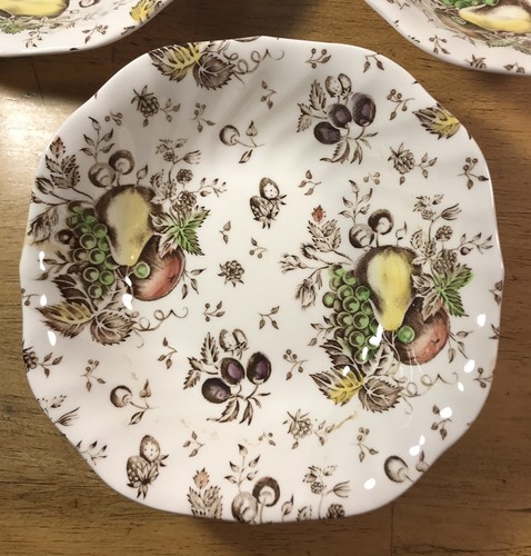 Lot of 3 Vintage Johnson Brothers AUTUMNS DELIGHT Square Soup~Salad~Cereal Bowls