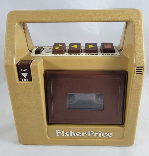 Vintage 1980 Fisher Price Brown Cassette Player Tape Recorder Tested Works