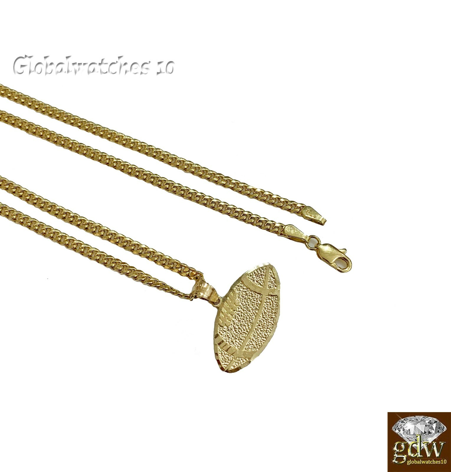 Pre-owned G&d 10k Gold Baseball Pendant With Miami Cuban Chain 22" 24" 26" 28" Real