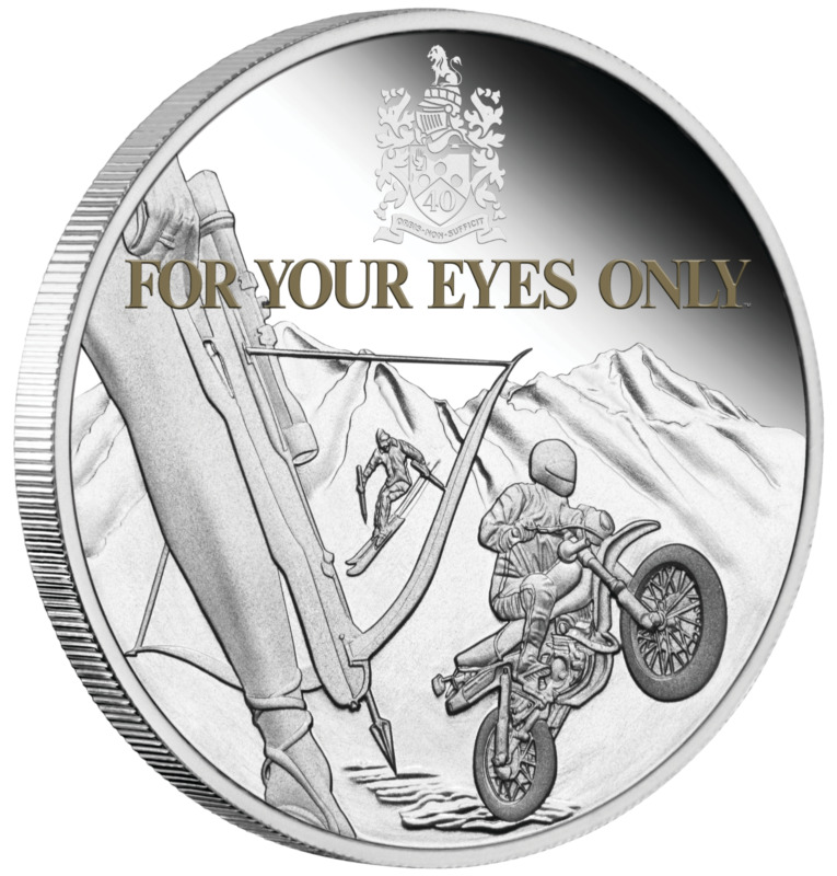 2021 James Bond For Your Eyes Only 40th Ann 1oz Silver Proof Colored $1 Coin 007