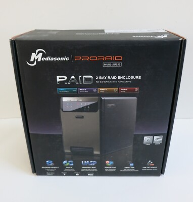 Mediasonic Proraid 2-Bay Raid Enclosure HUR3-SU3S3, New & Factory Sealed