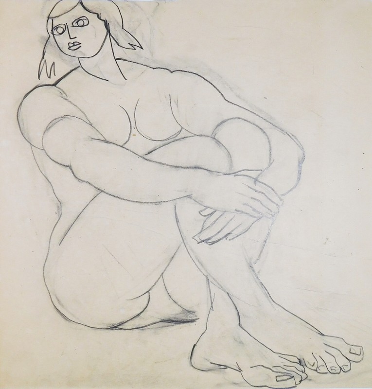 Franziskus Dellgruen Unsigni. Bild GemÃ¤Lde Kunst Zeichnung 24x24cm Portrait Frau