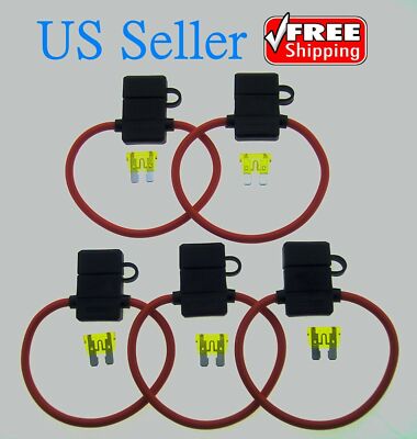 5Pack 10Gauge Inline ATC Fuse Holder+20AMP Fuse With Cover New Car Truck Install
