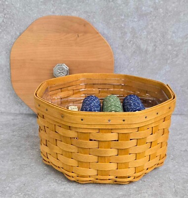 Longaberger Dealers Choice Gaming Basket Lid & Protector Bunko Poker Chips Cards