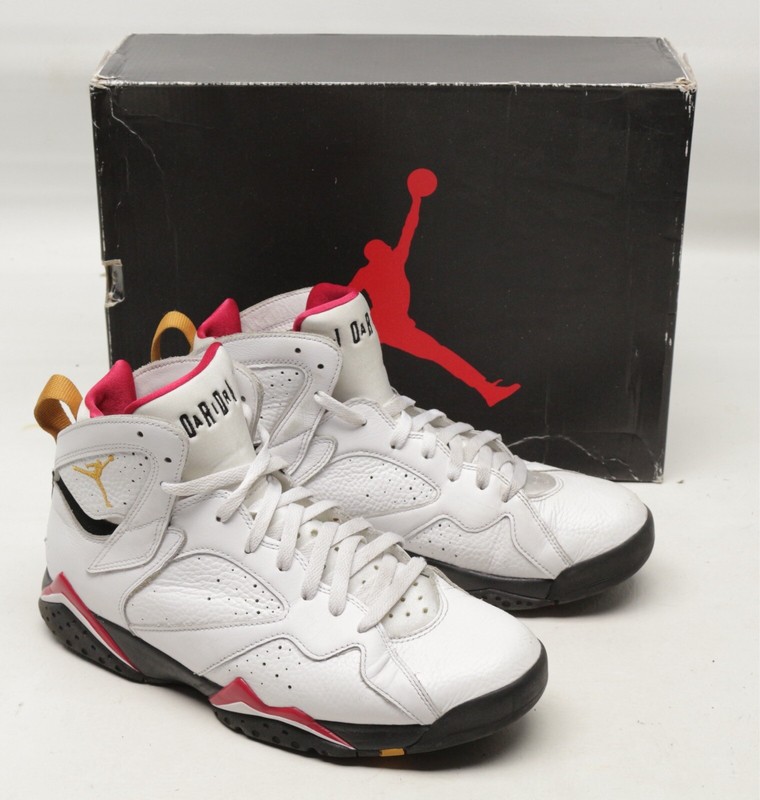 Nike Air Jordan 7 Retro White Black Cardinal Red Mens 10.5 Leather