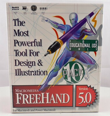 Macromedia FreeHand 5.0 Mac and Power Mac Educational Use 10 Pack New in Box (B)