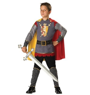 Boys Loyal Knight Tunic Set, Silver/Burgundy, Ages 8-20, Costume Outfit