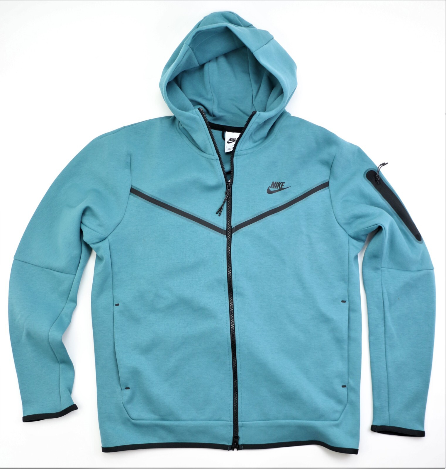 

Мужская худи с молнией во всю длину Nike Tech Fleece, размер , бирюзовый/черный, куртка CU4489-381, новинка, Синий