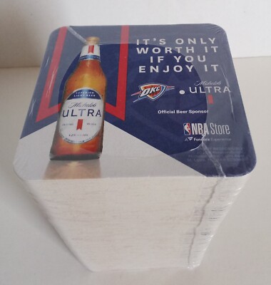 Pack 125 MICHELOB ULTRA Bar Coaster 4 x 4 Inches NEW Sealed OKC Thunder NBA 