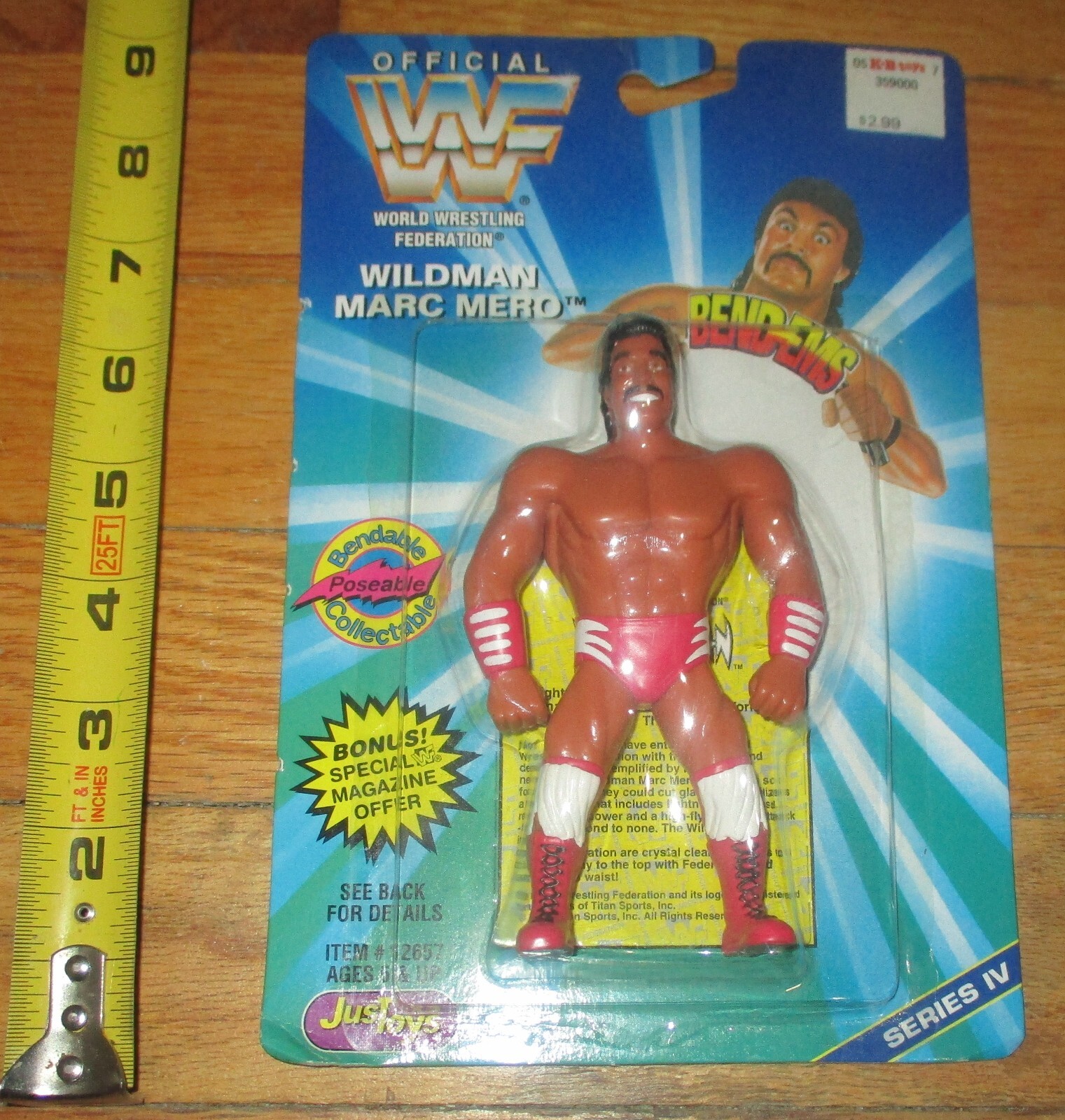 1996 WWF WWE Just Toys Wildman Marc Mero Bend ems Wrestling