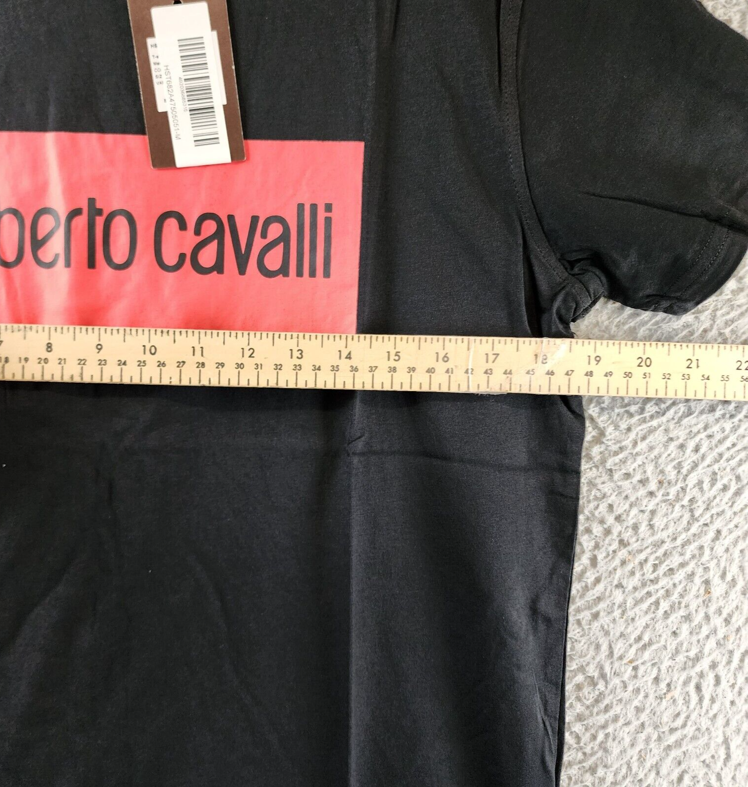 ROBERTO CAVALLI Logo Print T-shirt Men's M Black Crewneck Pullover Short Sleeve~ - Picture 8 of 12