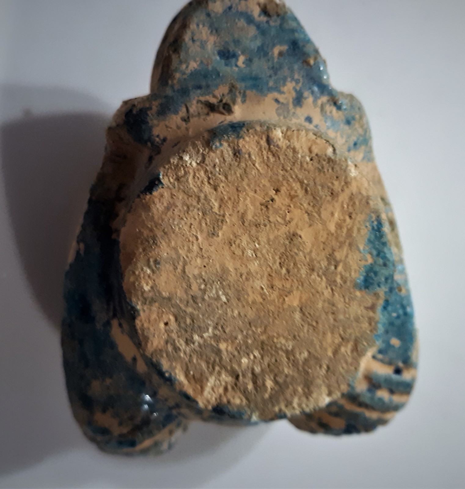 Terra Cotta Blue Faience Glazed Large Ram's Head