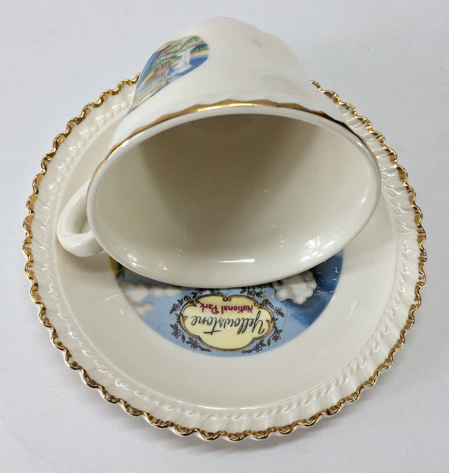 VTG 1950s Yellowstone National Park Souvenir Demi Cup and Saucer