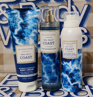 Bath & Body Works Sea Salt Coast Body Cream, Mist, Moisturizer 