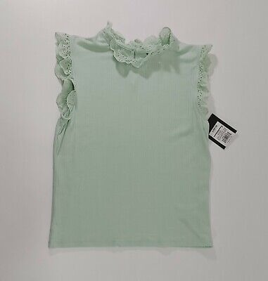 Art Class Girls' Tank Top Colored Eyelet Ribbed Mint Green Size Large