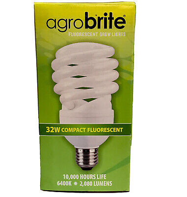 Agrobrite Compact Fluorescent Grow Lamp, 32W/6400K, 2080 Lumens, Full Spectrum