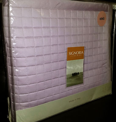 Signoria Firenze Italy Masaccio Quilted King Bedskirt Lilac Cognac Rust NWT $765