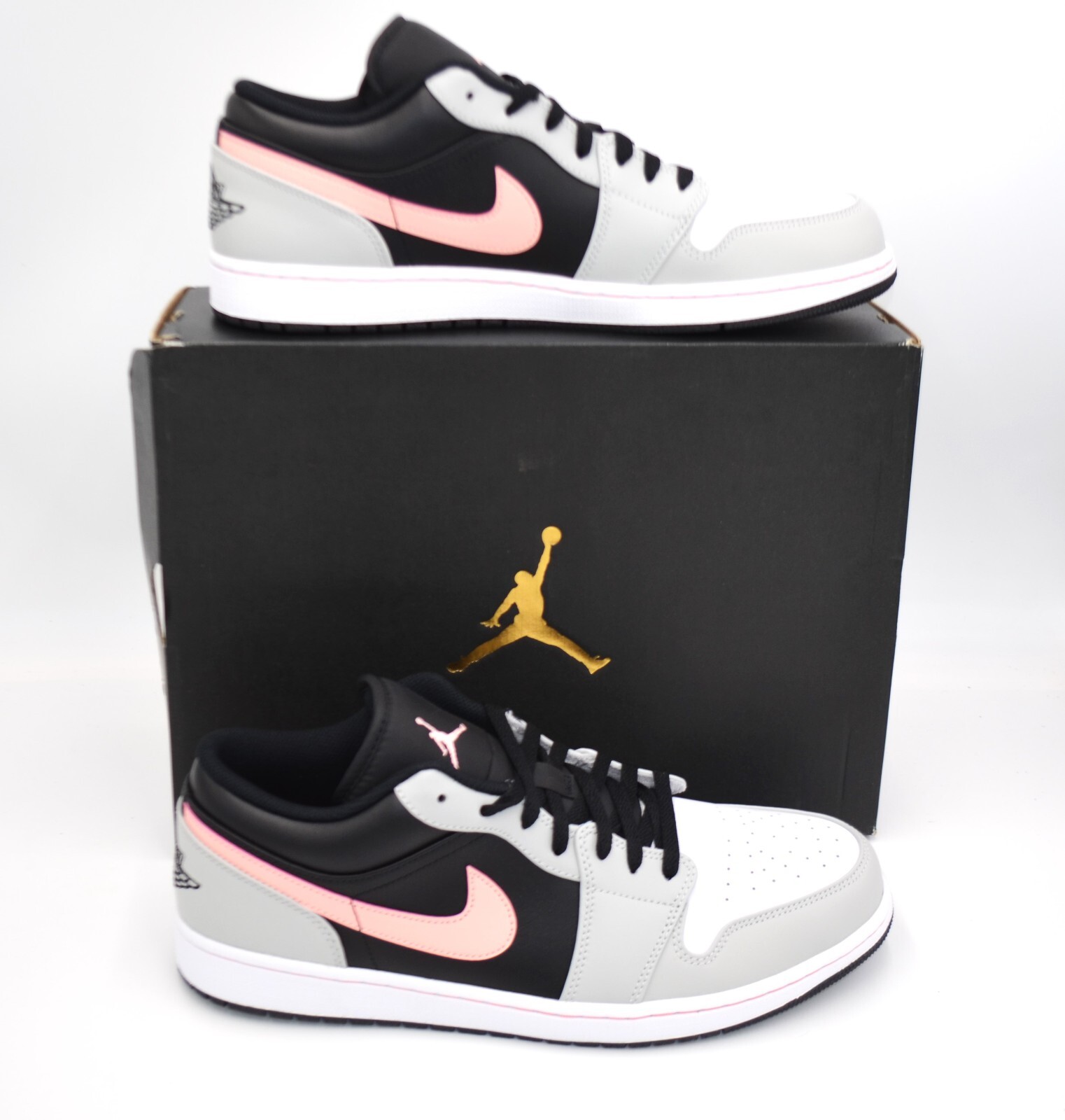 Pre-owned Jordan Air  1 Low Men's Shoes Size 12 Black Grey Pink 553558-062 Nike Sneaker